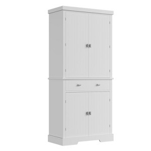 72" Farmhouse Pantry Cabinet with Adjustable Shelves, 6 Door Storage Racks, 2 Cabinets & 1 Drawer, Tall Kitchen Storage Cabinet - 1 of 4