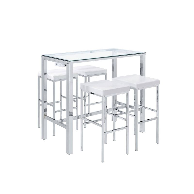Lori Multipurpose Bar Dining Table Set White/Chrome - Picket House Furnishings, 1 of 17