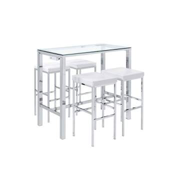 Lori Multipurpose Bar Dining Table Set White/Chrome - Picket House Furnishings