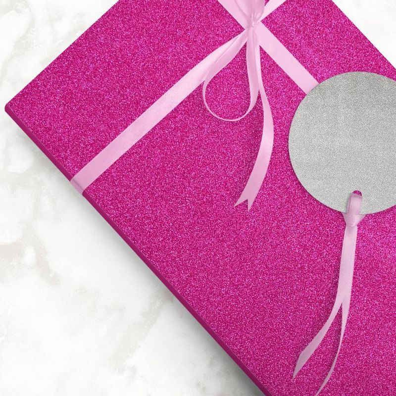 JAM PAPER Fuchsia Glitter Gift Wrapping Paper Roll - 2 packs of 25 Sq. Ft., 5 of 6