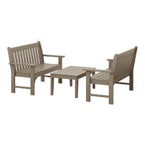 WestinTrends Malibu 3-Piece HDPE Outdoor Patio Furniture Couch and Coffee Table Set - 1 of 4