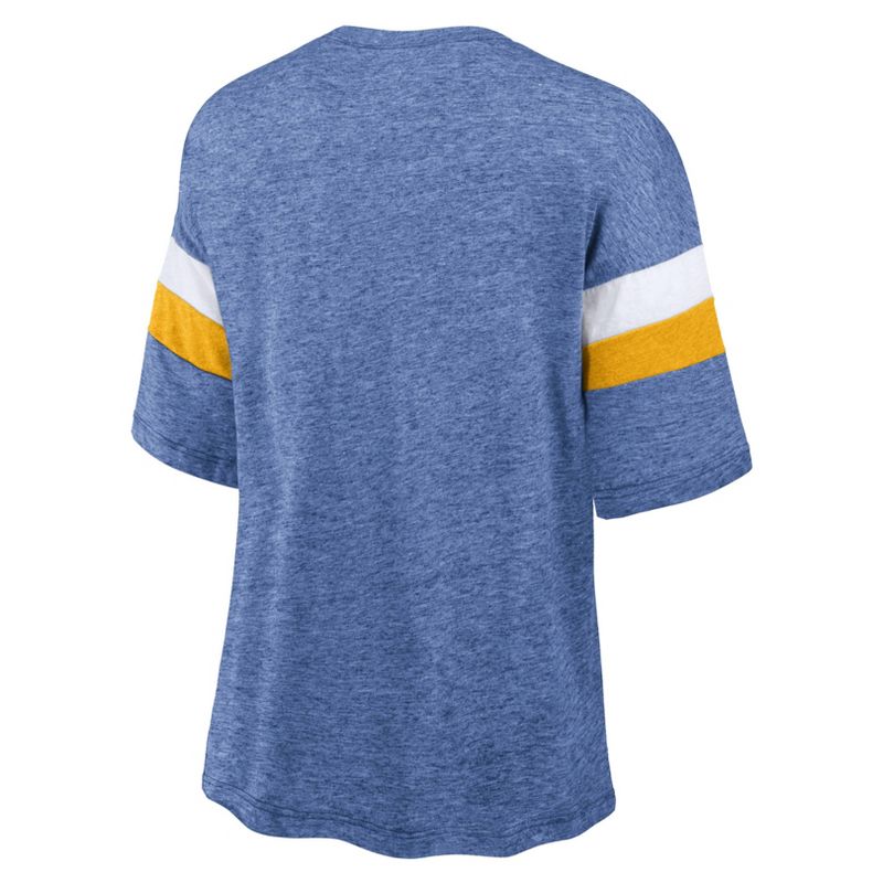 NFL Los Angeles Rams Women&#39;s Weak Side Blitz Marled Left Chest Short Sleeve T-Shirt, 3 of 4