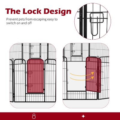 32-Inch Black Metal 24-Panel Pet Playpen with Doors