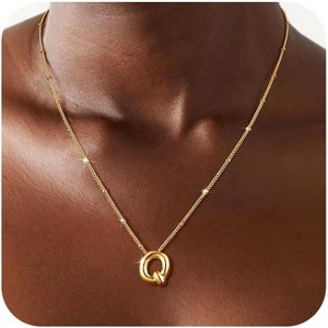 Sterling Silver Balloon Letter Necklace Satellite Bead Chain Personalized Gift - 1 of 4