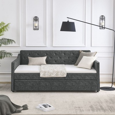 Day Beds With Storage,Sofa Bed Tufted,Upholstered Sofa Bed,Sleeper Sofa Wood Frame-Cuddlewood