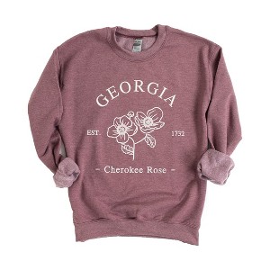 Simply Sage Market Women's Graphic Sweatshirt Embroidered Georgia Cherokee Rose - WHITE - 1 of 4