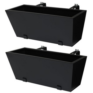 BIRDROCK HOME 2pk Metal Railing Planter Box, 19" L, Adjustable Hanging Flower Pot Holders, Outdoor Plants, Black, Deck, Porch, Fence, Patio, Garden - 1 of 4