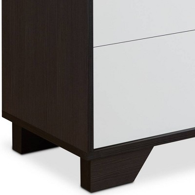 Eloy Industrial Vertical Storage Chest with Soft Close Drawers, White & Espresso