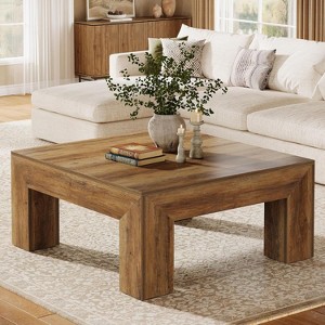 Tribesigns 39.4-Inch Square Coffee Table for Living Room, Farmhouse Accent Center Cocktail Table with Sturdy Wooden Legs, Easy Assembly - 1 of 4