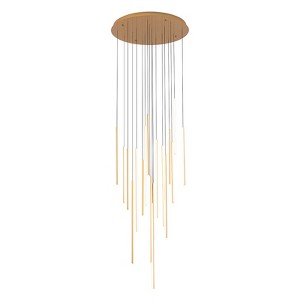 LLHZSY 18-Light Dimmable Integrated LED Chandelier Linear Kitchen Island Light Fixture-Gold - 1 of 4