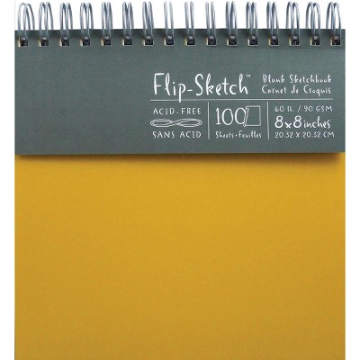 Flip-Sketch Blank Spiral Sketch Book 8"X8"-100 Pages - Butternut