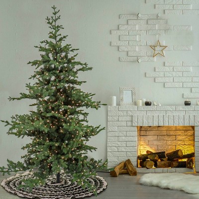 7.5 ft Green Spruce Pre-lit Artificial Christmas Tree with Clear Lights