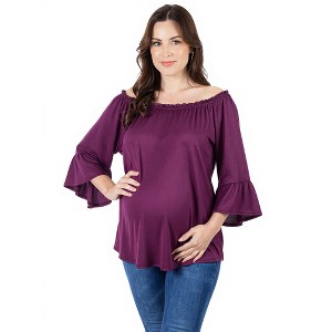 Maternity Bell Sleeve Loose Fit Tunic Top - 24seven Comfort Apparel™ - 1 of 4