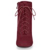 Allegra K Women's Lace Up Quilted Side Zip Soft Lining Chunky Heel Ankle Booties - 3 of 4