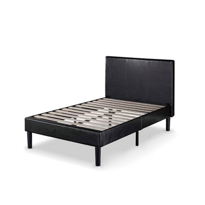 Twin Faux Leather Upholstered Platform Bed Frame Black - Zinus: Steel ...