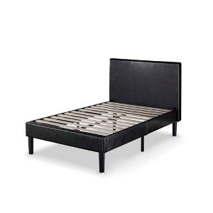 Twin Faux Leather Upholstered Platform Bed Frame Black - Zinus: Steel Interior, Wood Slats, No Box Spring Needed - 1 of 4