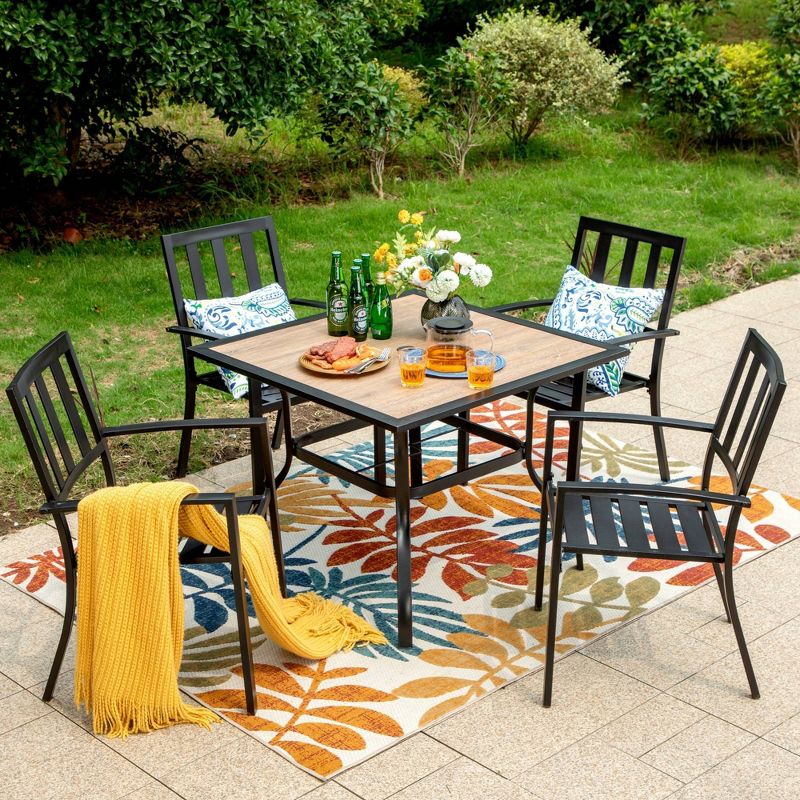 5pc Patio Table &#38; Metal Chairs with Striped Design - Captiva Designs, 1 of 8