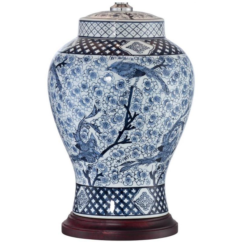 Barnes and Ivy Shonna Traditional Ginger Jar Table Lamps 27" Tall Blue Porcelain with Table Top Dimmer White Shade for Bedroom Living Room Bedside, 4 of 7