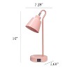 Simple Designs Sleek Essentials Metal Looped Desk Lamp with USB Blush Pink - 3 of 4