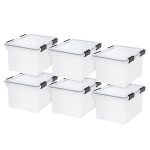 IRIS USA Letter Legal Size File Box 32qt WEATHERPRO Airtight Plastic Storage Bin with Lid and Seal and Secure Latching Buckles - 1 of 4