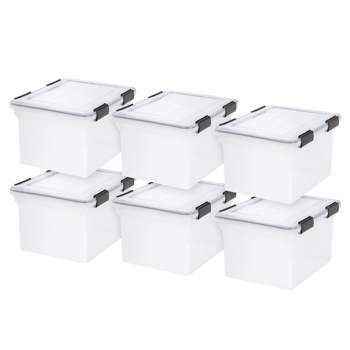 IRIS USA 4 Pack Letter/Legal Size File Box, Pearl 