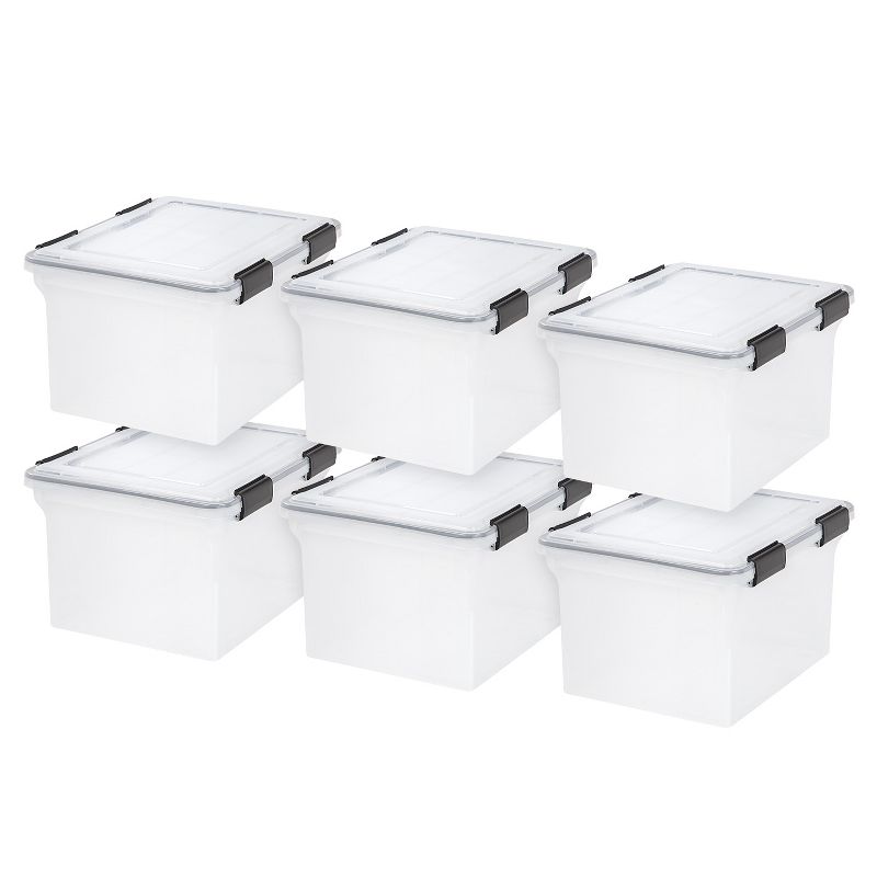 IRIS USA Letter Legal Size File Box 32qt WEATHERPRO Airtight Plastic Storage Bin with Lid and Seal and Secure Latching Buckles, 1 of 9