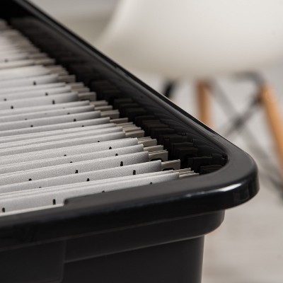Black Plastic File Organizer Box with Secure Latching Lid