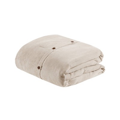 Tan Full Corduroy Comforter Set with Decorative Pillows