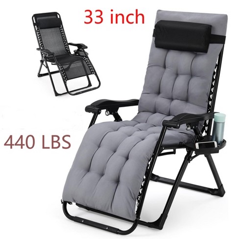 26"/29"/33" Width ZeroGravity Lounge Chair Foldable 440 lbs Capacity With Removable Cushion & Headrest & Tray - image 1 of 4