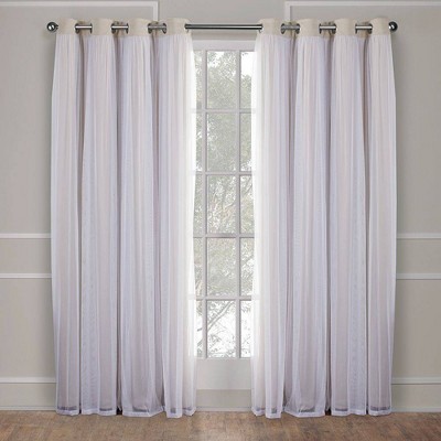 Set of 2 (120"x52") Catarina Layered Solid Room Darkening Blackout and Sheer Grommet Top Curtain Panels Off White - Exclusive Home