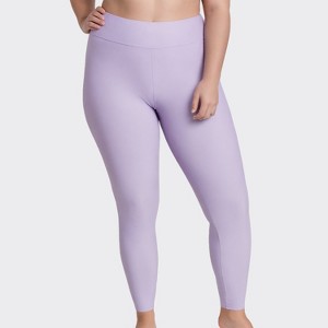 Calypsa Women's Plus Size Chlorine Resistant Long Swim Leggings - 1 of 4