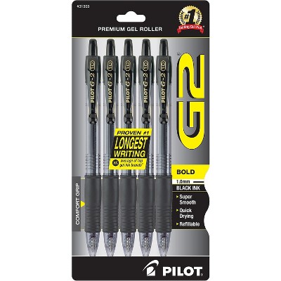 Photo 1 of Pilot G2 Retractable Gel Pen Bold Point Black Ink 5/Pack (31303) 755962