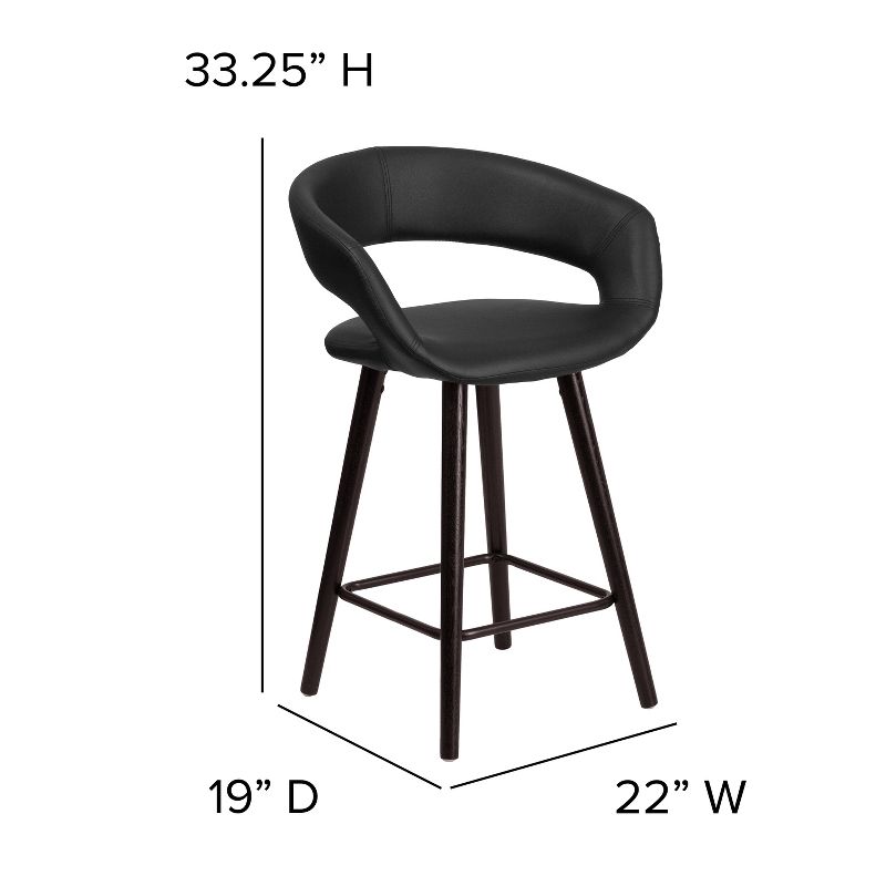 Flash Furniture Brynn Series 24'' High Contemporary Vinyl Rounded Back Counter Height Stool with Cappuccino Wood Frame, 4 of 11
