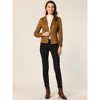 INSPIRE CHIC Women's Notched Collar Button Ruched Long Sleeve Faux Suede Blazer - 3 of 4