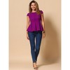 INSPIRE CHIC Women's Elegant Round Neck Cap Sleeve Solid Color Peplum Blouses - 3 of 4