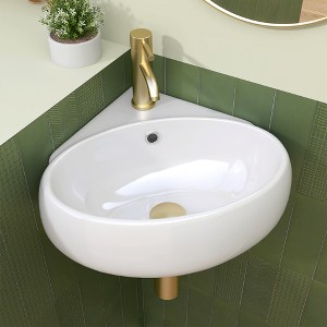 14 x 15 x 5.9 in. Ceramic Wall-Mounted Bathroom Mini Vessel Sink with Single Wall Hung Center Faucet Hole in White - 1 of 4