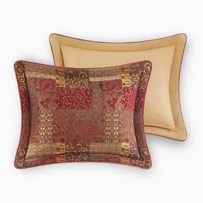 California King Red Chenille Jacquard Patchwork Comforter Set