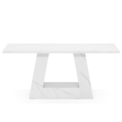 Lirago,63" Faux Marble Wood Desk-Spacious Office Desk, Executive Desk, Conference Table with Trapezoidal Legs