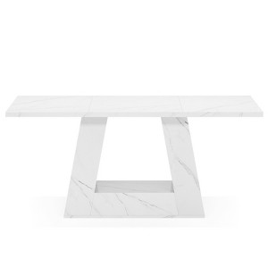 Lirago,63" Faux Marble Wood Desk-Spacious Office Desk, Executive Desk, Conference Table with Trapezoidal Legs - 1 of 4
