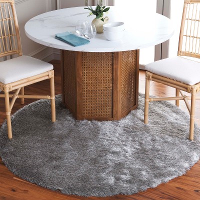 Celestial Silver 7' Round Synthetic Shag Area Rug