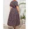 YESFASHION Women Plus Size Wrap Dress High Waist Short Sleeve Ruffle Casual Summer Maxi Dresses with Belt - 2 of 4