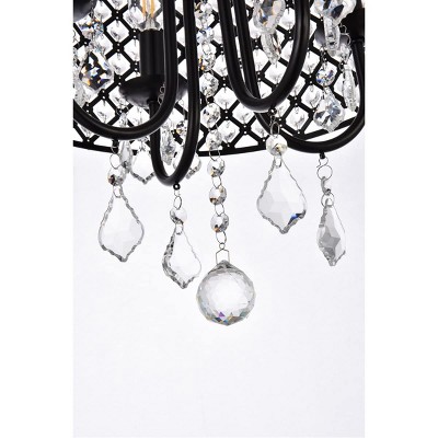 Luxe Crystal Lattice 14" Black Iron 4-Light Flush Mount