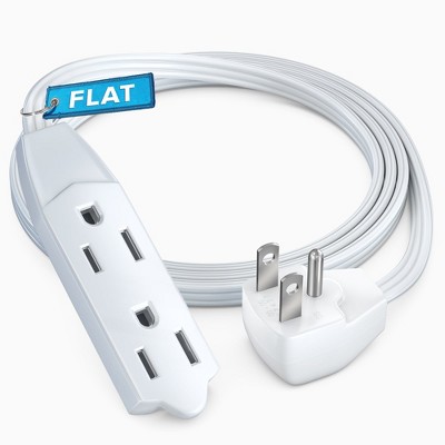 Maximm Flat Plug Extension Cord UL Certified 16 Gauge, 125V, 13 Amps, 1625 Watts Grounded 3-Prong Cord