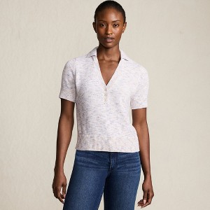 Lands' End Women's Cotton Blend Short Sleeve Polo Sweater - 1 of 4
