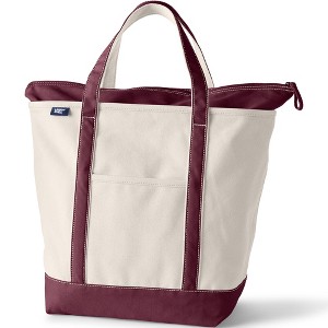 Lands' End Zip Top Canvas Tote Bag - 1 of 4