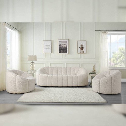 White Leather Plush Sofa (decorative pillows not included)