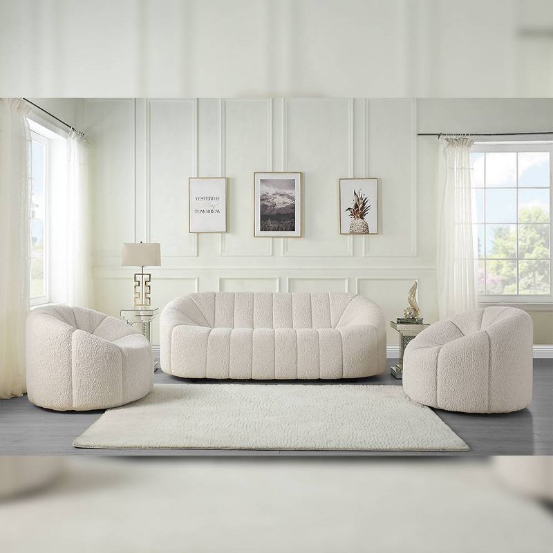 83&#34; Osmash Sofa White Teddy Faux Shearling - Acme Furniture, 1 of 11
