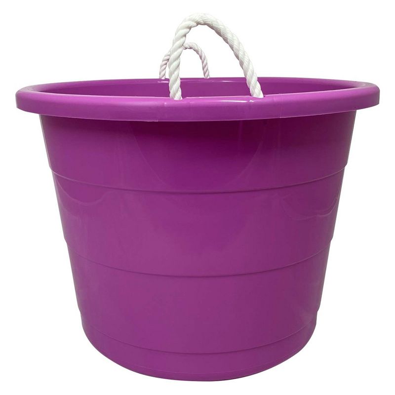 Homz 17 Gallon Durable Storage Buckets with Sturdy Rope Handles for Sports Equipment, Party Cooler, Gardening, Toys and Laundry, Orchid (2 Pack), 6 of 8