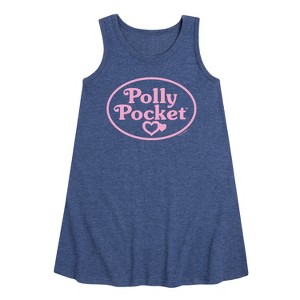 Girls' - Polly Pocket - Polly Pocket Pink Logo Graphic Sleeveless Aline Dress - 1 of 3