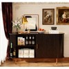 Fluted Side board, Buffet Cabinet, Tambour Sliding Doors Coffee Bar| TV Stand Power Outlet Media Console - 3 of 4